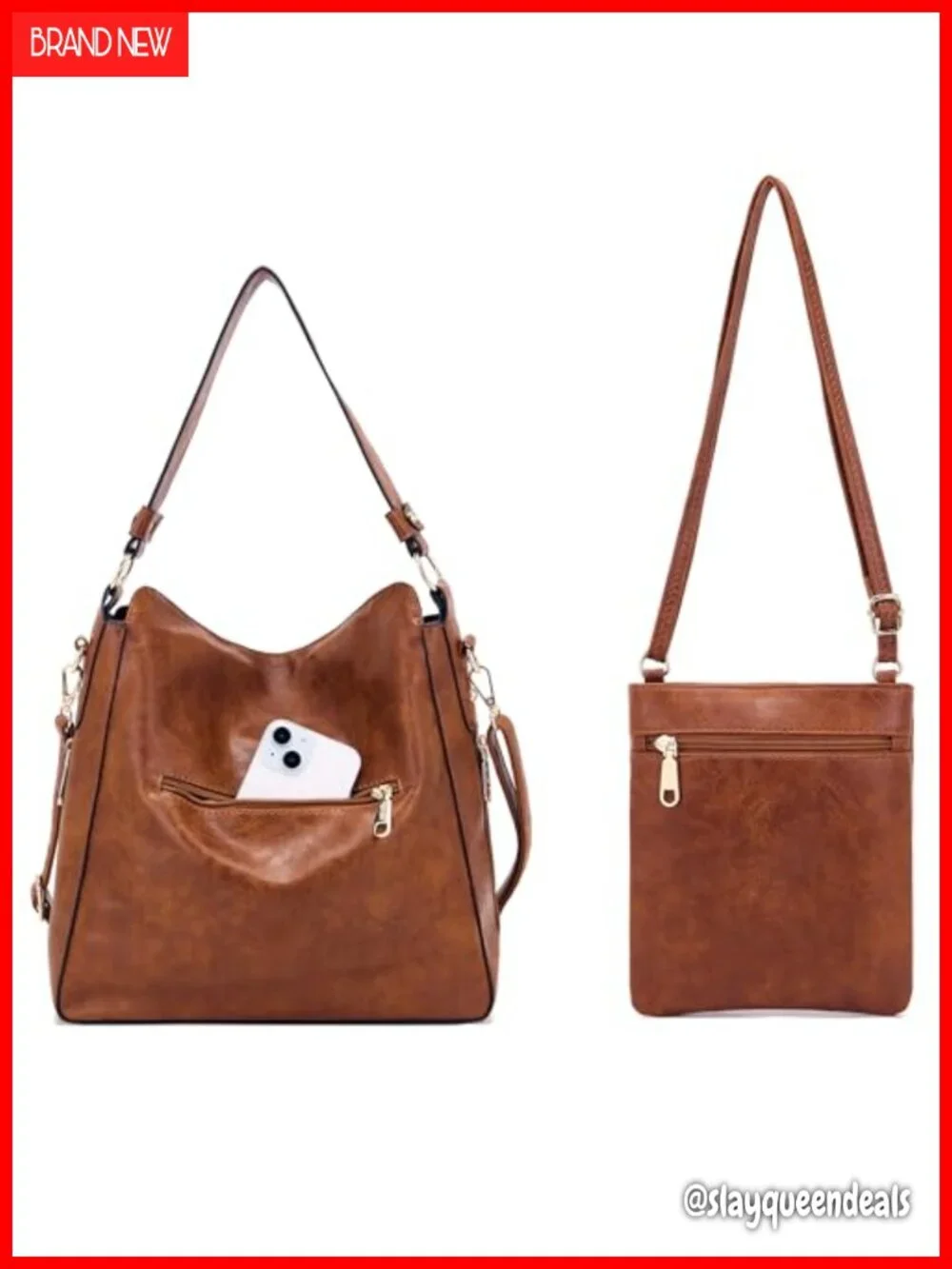 4Pcs Vegan Leather Handbag and Wallet Set Hobo Crossbody Purse with Coin Purse